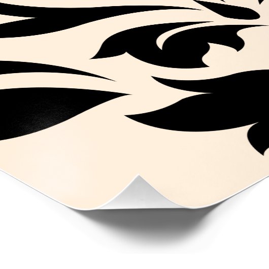 Scroll Damask Art I Black op Cream Poster (Hoek)