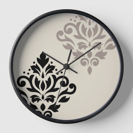 Scroll Damask Art I Black Taupe Cream (Voorkant)