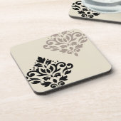 Scroll Damask Art I Black Taupe Cream Bier Onderzetter (Linkerzijde)