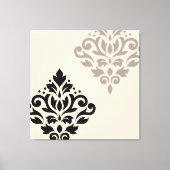 Scroll Damask Art I Black Taupe Cream Canvas Afdruk (Voorkant)