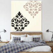 Scroll Damask Art I Black Taupe Cream Canvas Afdruk (Insitu (Slaapkamer))