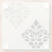 Scroll Damask Art I Black Taupe Cream Glazen Onderzetter (Achterkant)