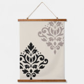 Scroll Damask Art I Black Taupe Cream Hangend Wandkleed (Voorkant)