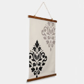 Scroll Damask Art I Black Taupe Cream Hangend Wandkleed (Gebogen)