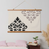 Scroll Damask Art I Black Taupe Cream Hangend Wandkleed (Slaapkamer)