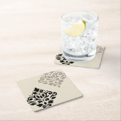 Scroll Damask Art I Black Taupe Cream Kartonnen Onderzetters (Insitu)