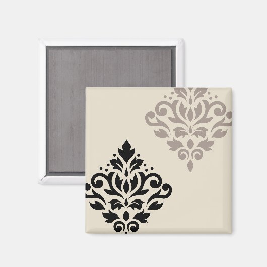 Scroll Damask Art I Black Taupe Cream Magneet (Voorkant / Achterkant)