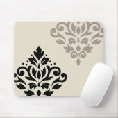 Scroll Damask Art I Black Taupe Cream Muismat (Met muis)