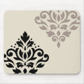 Scroll Damask Art I Black Taupe Cream Muismat (Voorkant)