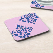 Scroll Damask Art I Blauw op Roze Bier Onderzetter (Linkerzijde)