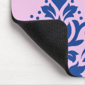 Scroll Damask Art I Blauw op Roze Muismat (Hoek)