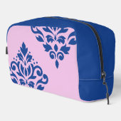 Scroll Damask Art I Blauw op Roze Toilettasje (Rechterhoek)