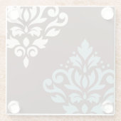 Scroll Damask Art I Blauwgroen Cream Brown Glazen Onderzetter (Achterkant)