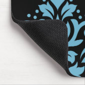 Scroll Damask Art I Blue op Zwart Muismat (Hoek)