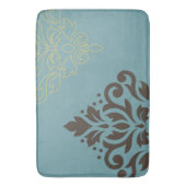 Scroll Damask Art I Brown Gold (lijn) Blauwgroen Badmat (Voorkant Verticaal)