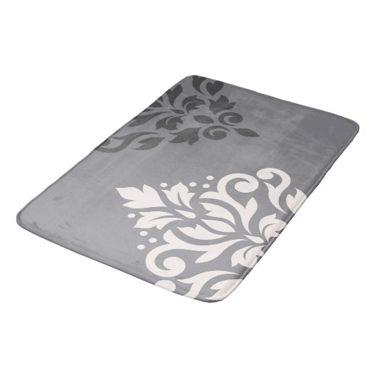 Scroll Damask Art I Cream & Grijs Badmat (Gekanteld)