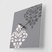 Scroll Damask Art I Cream & Grijs Vierkante Klok (Hoek)