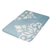 Scroll Damask Art I Cream op Blauw Badmat (Gekanteld)