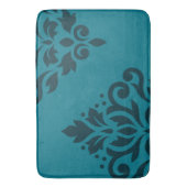 Scroll Damask Art I Dark op Mid-Blauwgroen Badmat (Voorkant Verticaal)