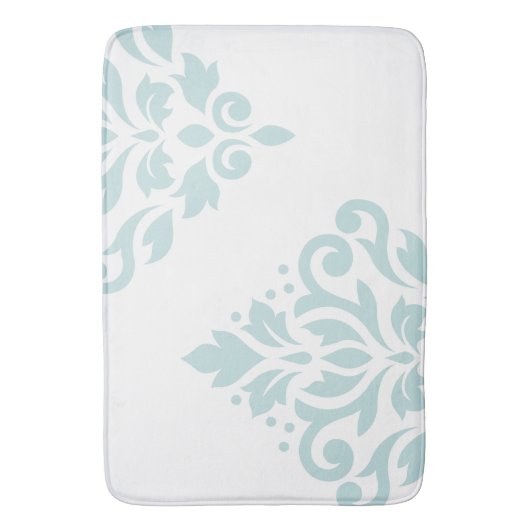 Scroll Damask Art I Duck Ei Blauw op Wit Badmat (Voorkant Verticaal)