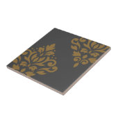 Scroll Damask Art I Gold op Grey Tegeltje (Zijkant)