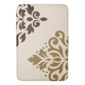 Scroll Damask Art I Goud & Bruin op Cream Badmat (Voorkant Verticaal)