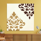 Scroll Damask Art I Goud & Bruin op Cream Canvas Afdruk (Insitu (Woonkamer))