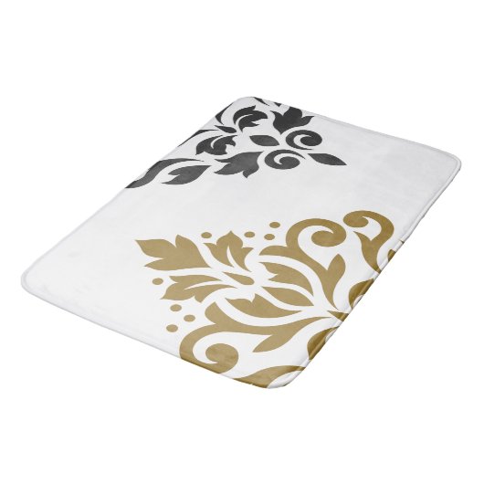 Scroll Damask Art I Goud & Grijs op Wit Badmat (Gekanteld)