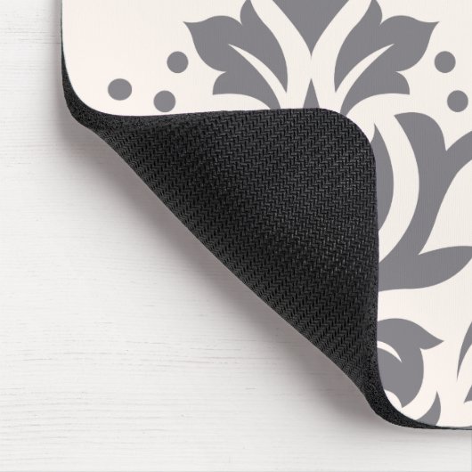 Scroll Damask Art I Grey op Cream Muismat (Hoek)