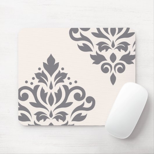 Scroll Damask Art I Grey op Cream Muismat (Met muis)