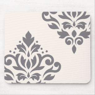 Scroll Damask Art I Grey op Cream Muismat