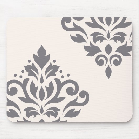 Scroll Damask Art I Grey op Cream Muismat (Voorkant)