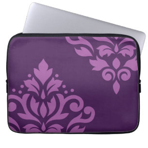Scroll Damask Art I Light op Dark Plum Laptop Sleeve