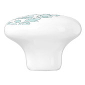 Scroll Damask Art I (lijn) Ei Blauw Grijs Wt Keramische Knop (Zijkant)