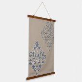 Scroll Damask Art I (Line) Cream Blues Sand Hangend Wandkleed (Gebogen)