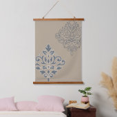Scroll Damask Art I (Line) Cream Blues Sand Hangend Wandkleed (Slaapkamer)