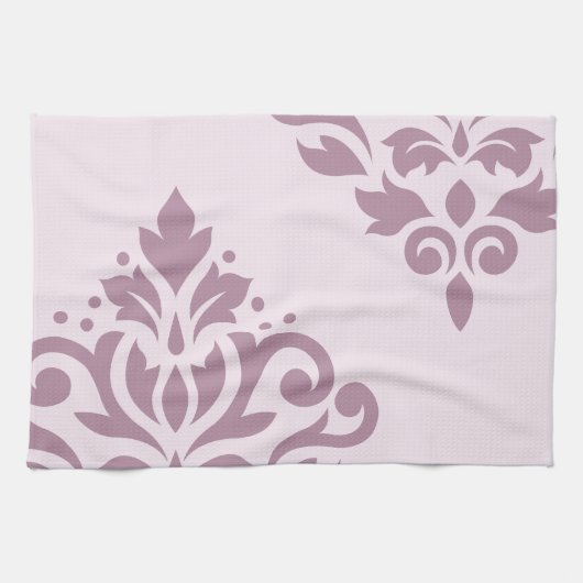 Scroll Damask Art I Mauve on Pink Theedoek (Horizontaal)