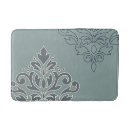 Scroll Damask Art I (overzicht) Cream Blues Blauwg Badmat