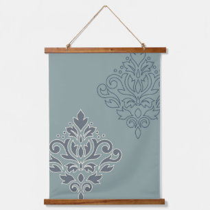 Scroll Damask Art I (overzicht) Cream Blues Blauwg Hangend Wandkleed