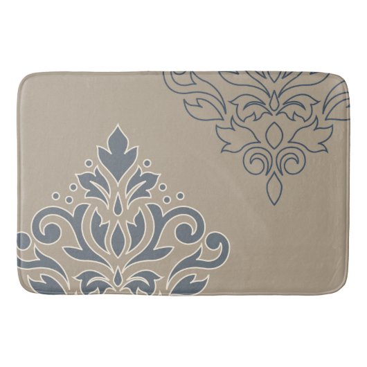 Scroll Damask Art I (overzicht) Cream Blues Sand Badmat (Voorkant)