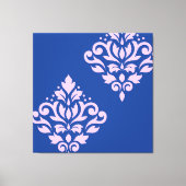 Scroll Damask Art I Pink op Blauw Canvas Afdruk (Voorkant)