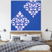 Scroll Damask Art I Pink op Blauw Canvas Afdruk (Insitu (Slaapkamer))