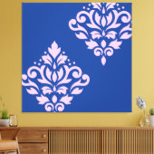 Scroll Damask Art I Pink op Blauw Canvas Afdruk (Insitu (Woonkamer))