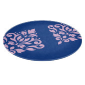 Scroll Damask Art I Pink op Blauw Snijplank (Hoek)