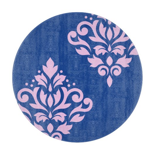 Scroll Damask Art I Pink op Blauw Snijplank (Voorkant)