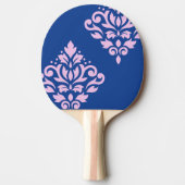 Scroll Damask Art I Pink op Blauw Tafeltennisbatje (Voorkant)