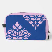 Scroll Damask Art I Pink op Blauw Toilettasje (Voorkant)