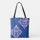 Scroll Damask Art I Pink op Blauw Tote Bag (Achterkant)