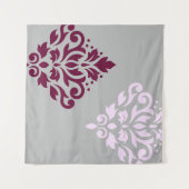 Scroll Damask Art I Plum Pink Gray Wandkleed (Voorkant (horizontaal))