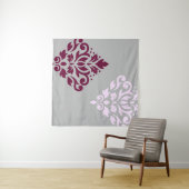 Scroll Damask Art I Plum Pink Gray Wandkleed (In Situ (horizontaal))